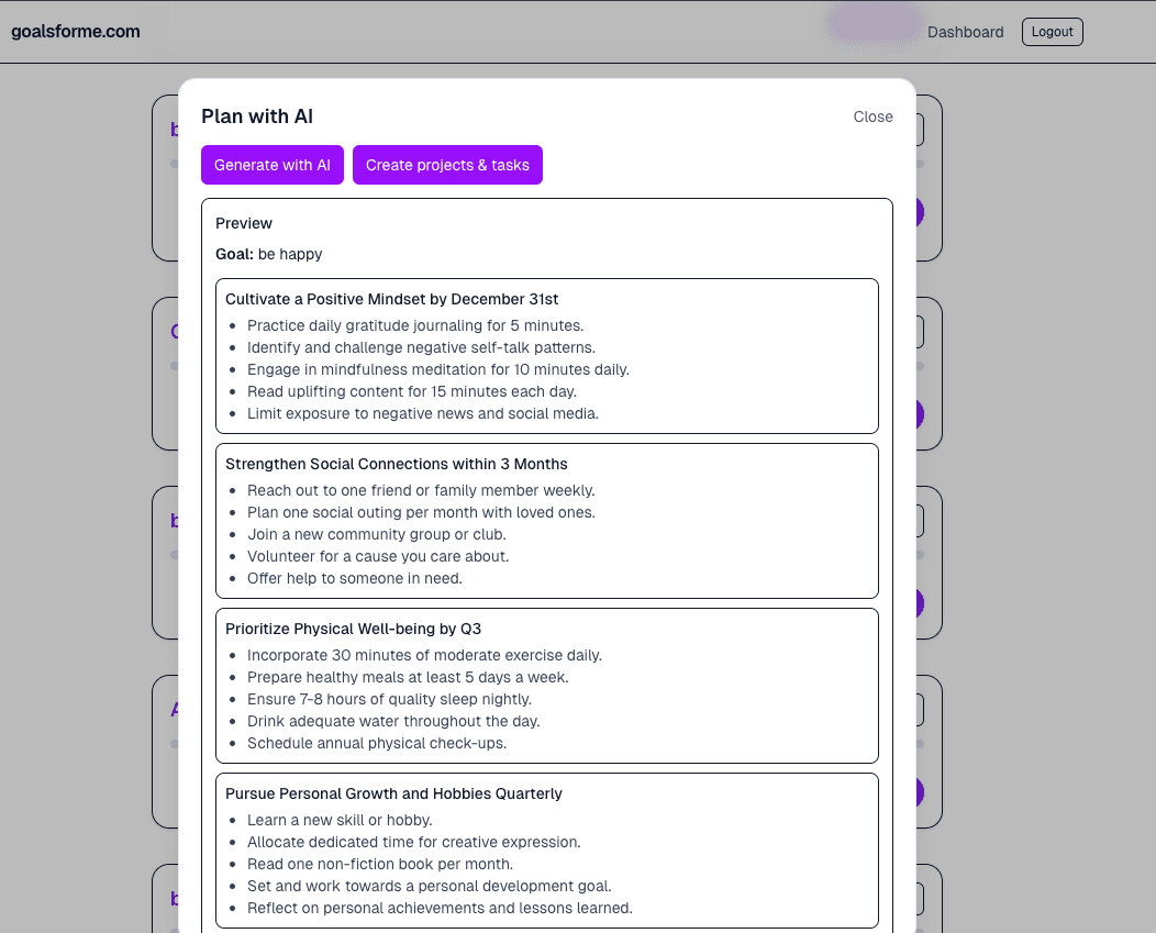 AI Goal Planner preview